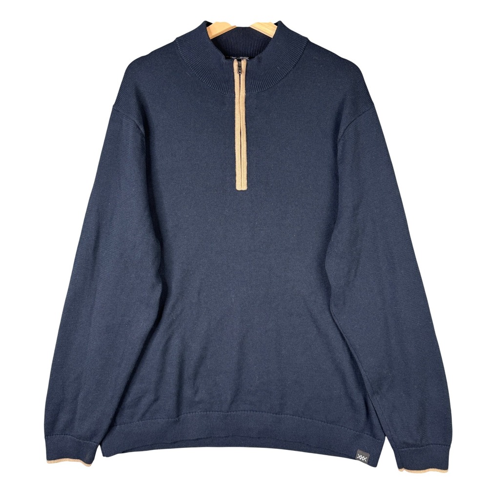 Rhone Mens XXL Navy Blue Quarter Zip Mock Neck Performance Sweater 101972 Fall